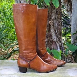 Salvatore Ferragamo vintage tobacco brown leather riding boots